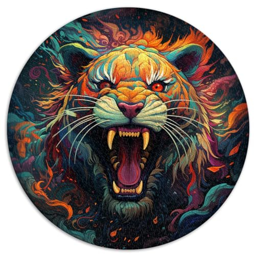 für Erwachsene, 1000-teiliges Puzzle-Geschenk, Tiger-Rundpuzzle, für Erwachsene und Kinder ab 12 Jahren. Papppuzzle als Geschenk für die ganze Familie und die。Größe: 67,5 x 67,5 cm
