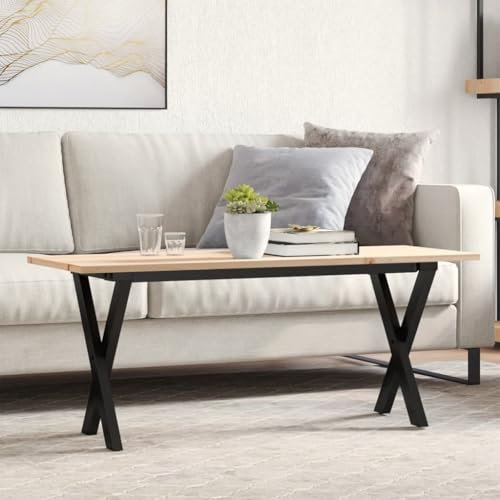 Homgoday Couchtisch X-Gestell Tischbeine Tischgestell Tischfusse Möbelfüße Tischkufen Tischgestell für Moderne Couchtisch, kafftisch, Wohnzimmer 110x40x45 cm Massivholz Kiefer & Gusseisen