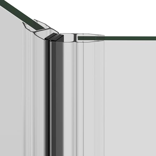 Magnetische Duschdichtung 135° – 2er Set für Duschtüren 6–8mm, zuschneidbar | Starker Magnetverschluss stoppt Spritzwasser zuverlässig, je 2 m individuell kürzbar – Montage ohne Werkzeug in Minuten
