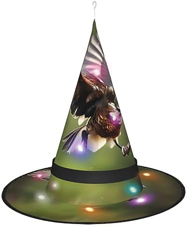 Jagd-Hexenhut mit wildem Druck, Halloween-Hexenhut mit LED-Licht, Cosplay-Party-Dekoration