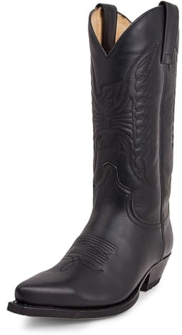 GHSIRUEU Cowboy Stiefel Herren Westernstiefel Spitze Zehe Niedriger Absatz Bestickte Stiefel Bequeme Weitschaftstiefel