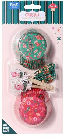 PME Natalizi Set di 24 Pirottini & Decorazioni per Cupcake - Schiaccianoci