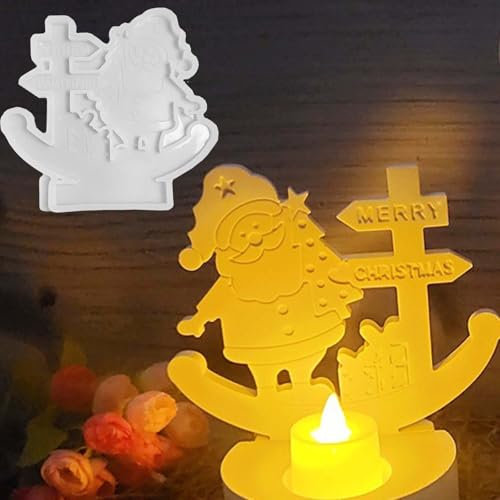 WISIRENT Gnome - Molde de silicona con forma de gnome de Papá Noel, diseño de Papá Noel, portavelas 3D para manualidades, yeso, velas