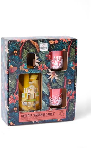 Coffret rhum arrangez-moi avec 2 verres (Mangue Fruit de la Passion BIO*)