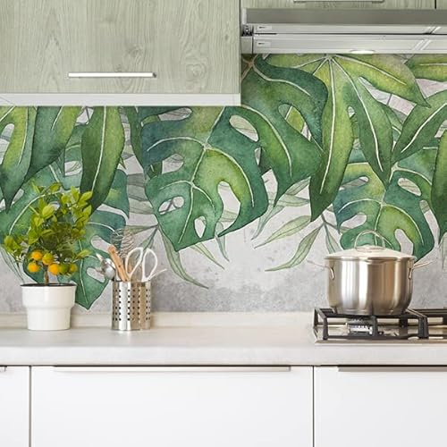 Deco Italia Paraschizzi Adesivo Tropical per Retro fornelli Cucina, Pannello Schienale ignifugo Autoadesivo | 300 x 60 cm