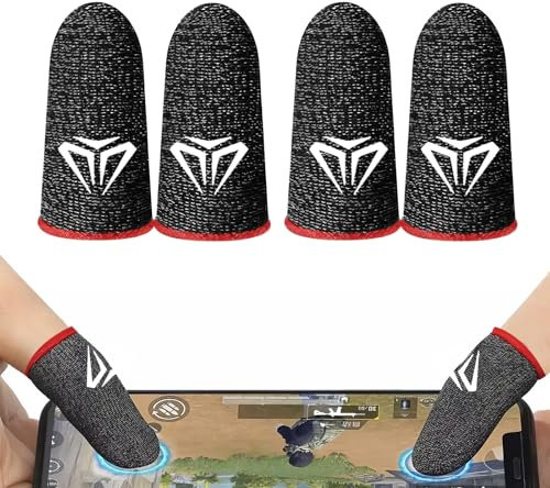 ZWWOGE Mobile Gaming Finger Sleeve (4er Pack) -PUBG Finger Sleeves mit Anti-Sweat Effekt - für jedes Spiel und Mobilgerät - inkl. Mikrofasertuch [Video Game]