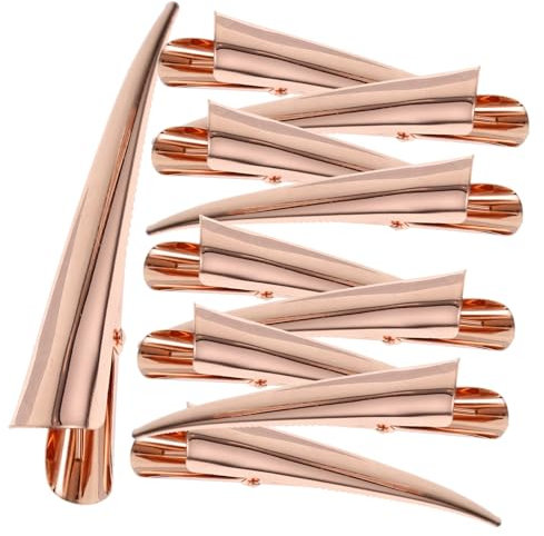 FRCOLOR Lot De 10 Pinces À Cheveux En Métal Galvanisé Or Rose Pour Coiffeurs (non Féminins)