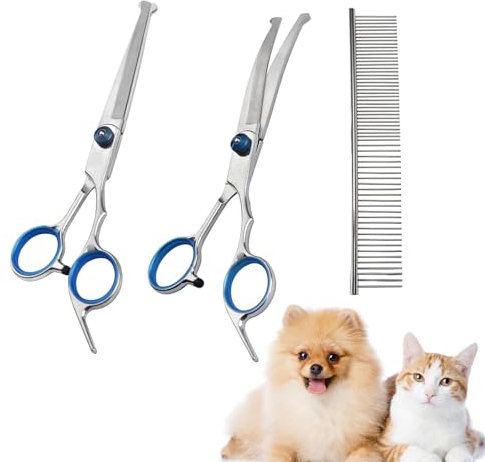 Hunde Scheren Hundeschere Set Profi – Tierhaarschneider für Hunde & Katzen mit 2 Aufsätzen, Leise & Scharf – Geeignet für Welpen bis Großhunde – Inkl. Kamm & Aufbewahrungstasche