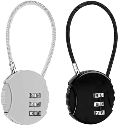 2Piezas Candado De Equipaje, Candado Cable Combinacion, Candado De Combinación, Candado De Alambre, Candado Taquilla Cable, Cerradura De Combinación De 3 Dígitos Para Puerta De Hierro, Equipaje