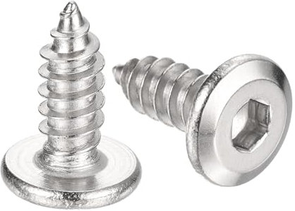 sourcing map Viti M6 x 16 mm (25 pezzi) a testa piatta e rotonda, viti autofilettanti in acciaio inox, viti autofilettanti a filettatura completa, viti a testa esagonale per mobili in legno