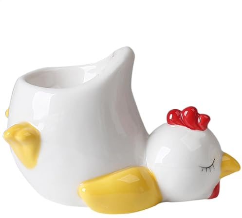 Porte-œufs doux | Adorable support en céramique en forme d'œuf de poule/canard – Passe au lave-vaisselle – Décoration amusante en forme d'animal pour cadeaux de fête
