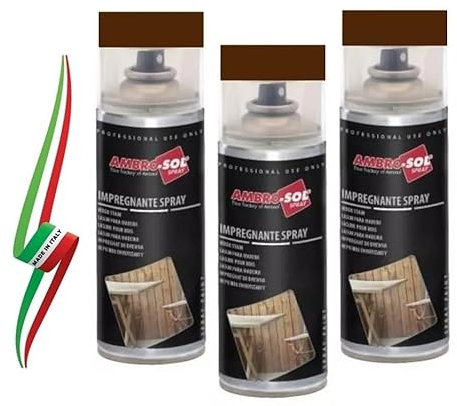 SET 3 BOMBOLETTE DI RESINA IMPREGNANTE SPRAY PROTETTIVO PER LEGNO NOCE SCURO 400ml MADE IN ITALY