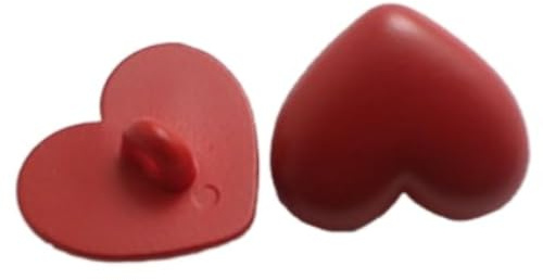 Blausky 10 Stück Liebesknöpfe,Knöpfe aus Kunststoff Bunte Herzförmige Schnalle Bastelknöpfe Buttons mit Griff Ersatzknopf zum Nähen und DIY-Dekoration für Jeans Jacke Kleidung 20mm,Rot