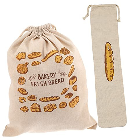 TOPPERFUN 2pcs Reusable Bread Bags Drawstring Bread Holder Bag Storage Proving Wrapping