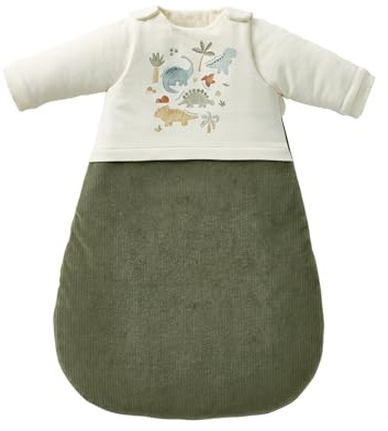 Vertbaudet Baby Schlafsack MINISAURUS mit abnehmbaren Ärmeln und Bio-Baumwolle olivgrün 85CM