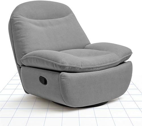 Poltrona Relax Reclinabile TV con Tasca Laterale, Poltrona Girevole a 360° con Funzione Reclinabile e Letto, Sedia a Dondolo per Soggiorno con Schienale e Poggiapiedi Regolabili Separatamente (Grigio)