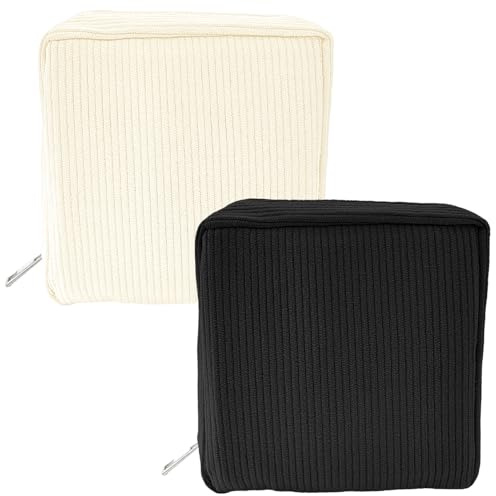 2Pcs Sanitary Towel Holder, Period Bag Sanitary Napkin Storage Bag Sanitary Pouch with Zipper Portable Pantyliners Bag for Women Teen Girls Ladies (Black+White)