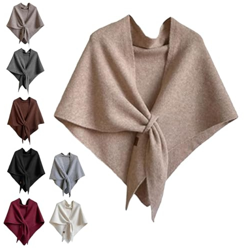 Biohofer Unifarbener Damenschal, Damen Schal Aus Wollmischung In Volltonfarbe, All-Match-Dreiecksschal Umhang Poncho-Pullover, für im Frühling und Sommer, 8 Farben Passend (Khaki,180*120cm)
