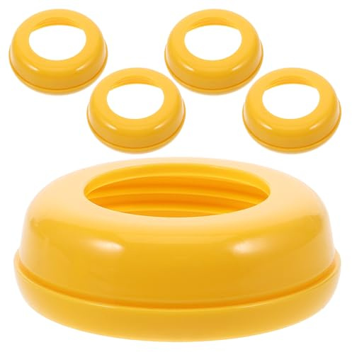 HONMEET 5pcs Colliers Réutilisables pour Biberons à Large Ouverture en Pp Jaune Protection Hermétique et Design Pratique pour Alimentation à Domicile