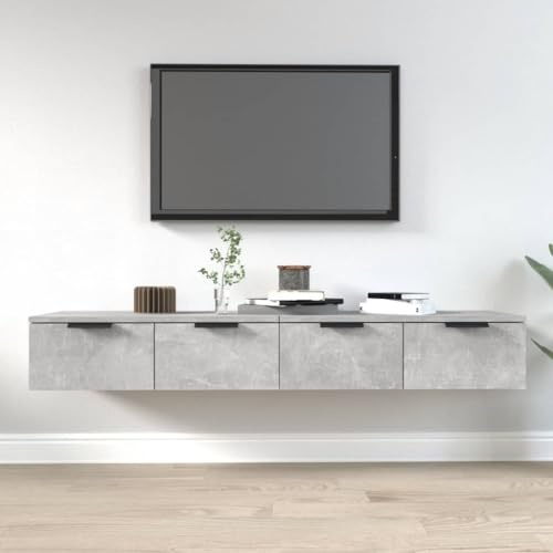 Mimdixy Estanteria Baño Estanterias, Armarios de Pared 2 uds contrachapada Gris hormigón 68x30x20 cm para Garaje, Almacén, Trastero, Cocina