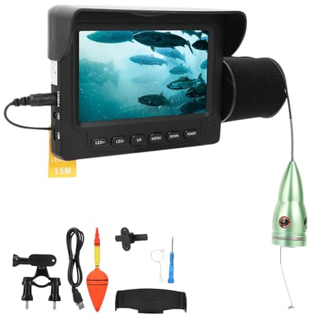 Hominas Unterwasserkamera 165° Weitwinkel Unterwasser Fischfinder mit 4,3 Zoll 1000TVL LCD und 15 m Kabel, IP68 Wasserdicht, zum Angeln auf EIS, im See, vom Boot und Kajak