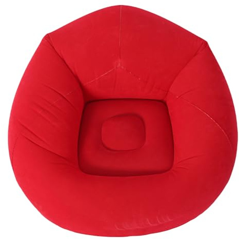 PEPDIMA Aufblasbarer Lounge-Sessel, tragbar, zusammenklappbar, aufblasbares Sofa für Wohnzimmer, weiches, beflocktes PVC (Rot)