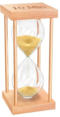 OMCCHK Sanduhr 10 Minuten, Sanduhr mit Goldsand, Dekoartikel Sanduhren Timer für Eieruhr Lustig, Kochzeit, Yoga, Meditation, Holz Deko Bücherregal, Schreibtisch, Wohnzimmer, Heim, Jubiläumsgeschenke