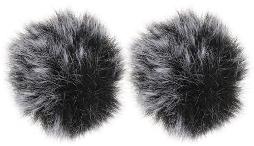 MAGICLULU 2pcs Windproof Microphone Covers Clip-on Mic Cover with Imitation Plush Material, Easy to Put and Remove, Elegant Black and Gray Design, Protecting Microphone from Spit for Bar