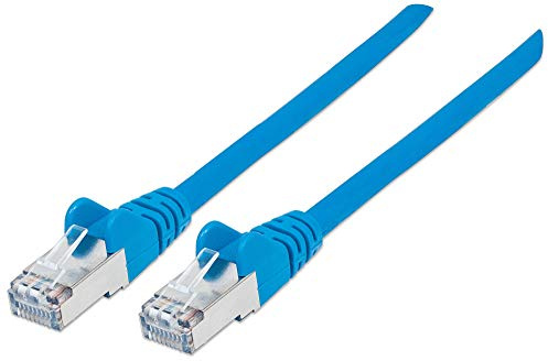 intellinet 737050 Netzwerkkabel Cat6A SFTP 100% Kupfer RJ-45 Stecker/RJ-45 Stecker, 0,25 m blau