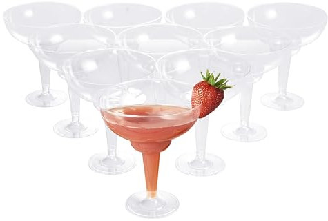 MATANA 10 Elegantes Copas de Plástico para Cóctel Margarita, 360ml - Resistentes y Reutilizables - Copas Daiquiri Martini para Bodas Cumpleaños, Navidad, Fiestas