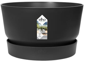 elho Greenville Bowl 33 - Large Plant Pot Outdoor - 100% Recycled Plastic - Ø 32.5 x H 19.4 cm - Black/Living Black