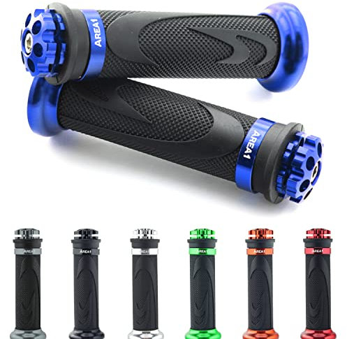 Area1 universal Motorrad Motorroller Lenkergriffe blau 2 Stück 22/24mm für z.B. Duke SMC/R MT07/09/125 Z900/650/500/125 YZF CMX CB500 Hornet SV650 GSXS/R GSF TPH NRG Aerox Jetforce Runner