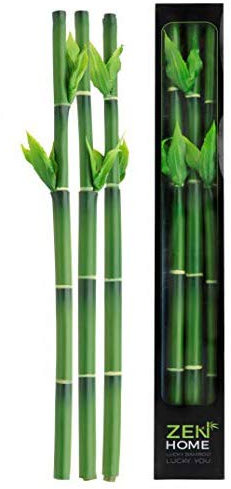 Zen Home Bambú de la Suerte Artificial Planta Decorativa para Interior y Exterior, Ideal para Hogar y Oficina, Conjunto de 3 Piezas