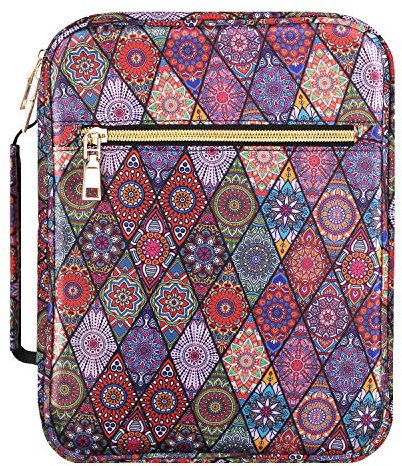 MoKo Bibelhülle, Buchumschlag Hülle für Bibel in Standardgröße Reißverschluss Tragetasche Handtasche mit Griff Lesezeichen Geschenk für Männer Frauen, 10 x 7.5 x 2.5 Zoll, Rautenförmig Stechapfel