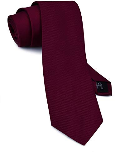 GUSLESON 3.15(8cm) Men's Burgundy Tie for Wedding Solid Wine Necktie Ties for Men (UK0791-06)