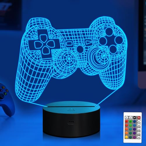 CooPark 3D Game Controller Lampe, Spiel 3D Illusionslampe für Kinder, 16 Farben ändern sich mit Fernbedienung, Kinderzimmer Dekor als Weihnachtsfeiertag Geburtstagsgeschenke für Jungen und Mädchen