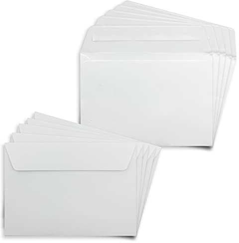 100x Briefumschläge DIN C6 in Weiß mit Haftklebung - 11,4 x 16,2 cm - 120 g/m² - Briefkuvert ideal für Briefe und Einladungen