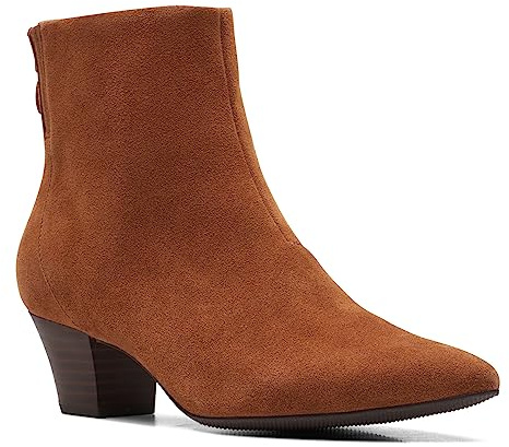 Clarks Stivale da Donna Teresa Fashion, Camoscio Marrone Scuro., 40.5 EU