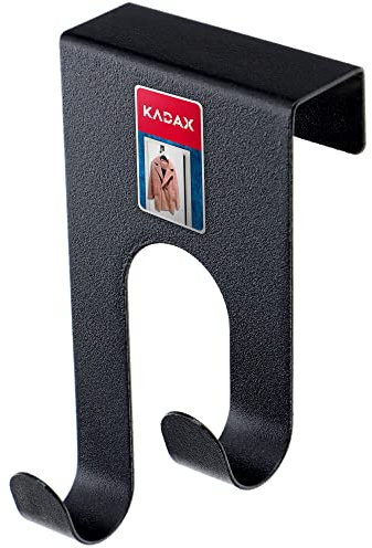 KADAX Türhaken aus Stahl, Halter für Tür, Türgarderobe, Kleiderhaken ohne Bohren, Haken zum einhängen, Türgarderobenhaken, Duschhaken, Haken für Schranktür (1, Schwarz)