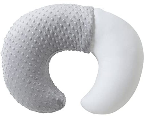 Baby Nursing Pillow and Body Positioner with Premium Slipcover for Breastfeeding for Baby Boys and Girls, Feeding Pillow with Breathable Comfortable Pillowcase (Gray)