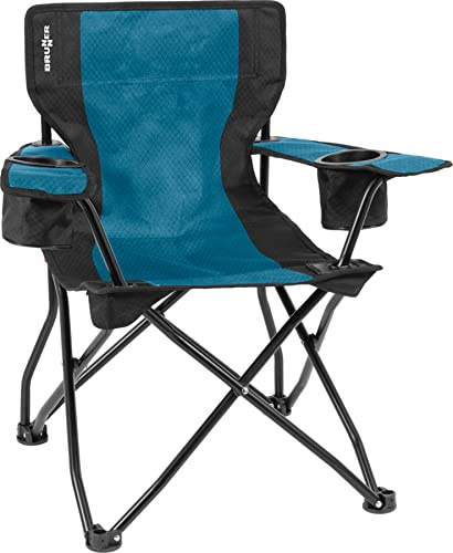 Brunner 0404038N.C55 Sedia Pieghevole da Campeggio con Ampi Braccioli, Azzurro/Nero, Portata 102 kg