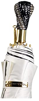 SERUMY Taschenschirm Schwarz Business Folding Regenschirm Luxus Mit Bohrmaschine Handle Sonnenweg Männer Frauen Outdoor Tragbarer Windschutz Uv Regenschirm-White