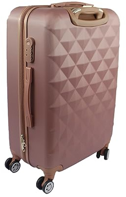 COZYBRITE Luggage Suitcase Medium Size 24 inch with 4 Wheels Hard Shell 57 litres Lightweight for Travel (Rose Gold)