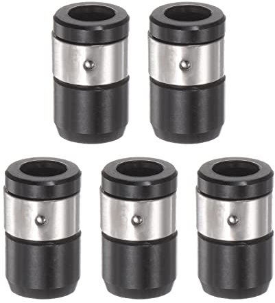 sourcing map 5pcs Magnetic Screw Ring Holder Removable Bit Magnetizer for 1/4 Hex Shank Screwdriver Power Bits, Black