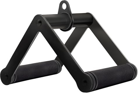 Howffite Heavy Duty Steel Double D Shape Weight Training Cable Tie with Non-Slip Rubber Handle (Black)