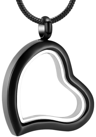 VCCWYQK Glas Herz Urne Halskette für Asche klar Medaillon Halskette Edelstahl Memorial Keepsake Urne Asche Anhänger für Frauen Männer