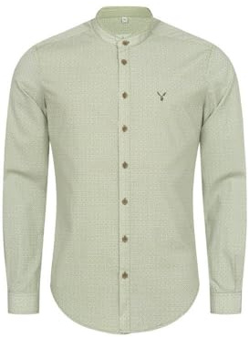 Nübler Trachtenhemd Herren - Langarm Hemden im Landhausstil, Regular Fit mit Ärmeln zum Hochkrempeln - Moderne bayerische Tracht, Hemd Peter Grün, Größe:L