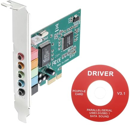 MECCANIXITY PCIe Sound Card, Internal 5.1 Stereo Audio Card 24 Bit with CD Computer Case Built-in PCIe Channel Adapter Board for Desktop, PC, Computer