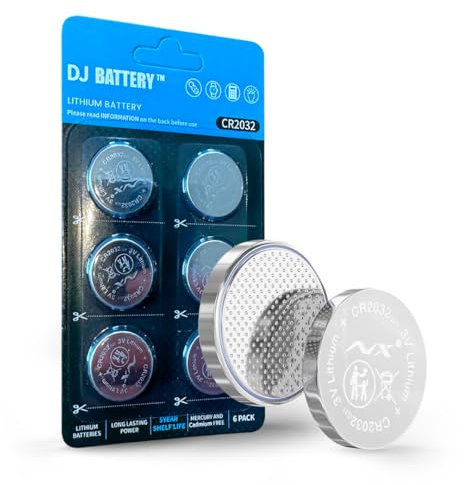 DJ Battery 6 Pack CR2032 Batteries, 3V Lithium Coin Battery Utral Long-lasting,CR2032 Coin Batteries for use in Watches, Calculators, Pet devices and Other Small Electronic Devices