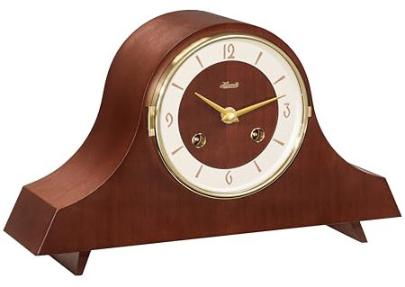Hermle Tischuhr mechanisch mit Glaslünette 8-Tage 1/2 Stundenschlagwerk 21154-03013 Nußbaum